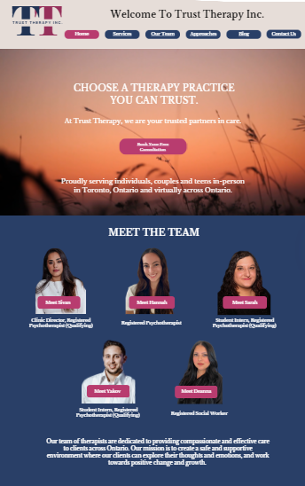 the website page for trust therapy, inc